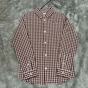 Garb Collared ATM Aggies Button Up Shirt Maroon White College Boys Youth Small